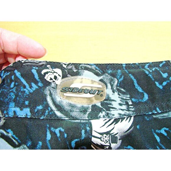 Mens Sideout Floral and Skulls Drawstring Hybrid Board Shorts Swim Trunks Sz 36 - Picture 10 of 12